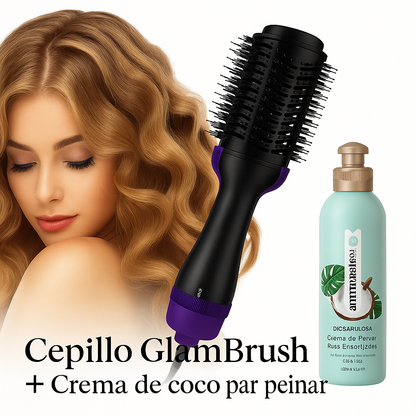 Cepillo GlamBrush 3 en 1 ➕ Crema Coco para Peinar 🥥🎁 ➕ Envío Gratis 🚚📦
